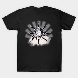 Sun Pretty Face Black and White Tattoo Design T-Shirt